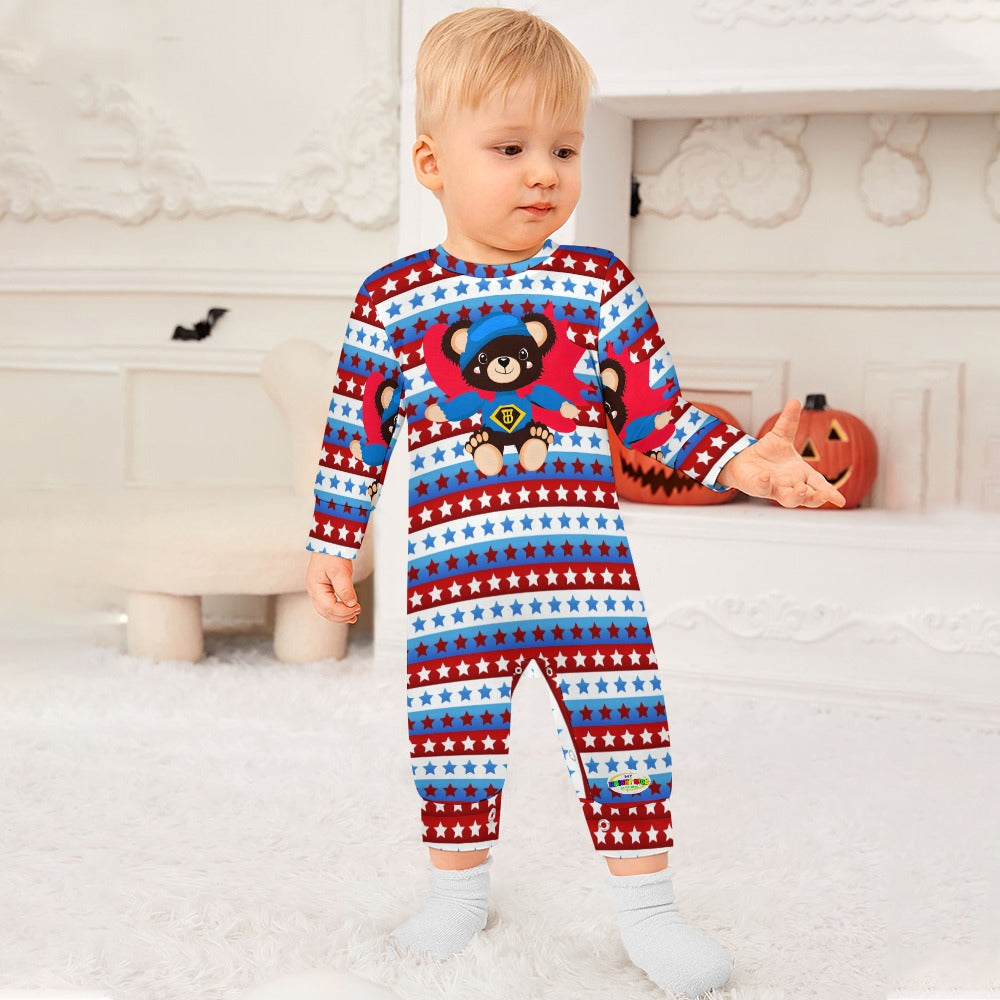 Cute Teddy Bear Superhero Theme Baby Romper-My Bright Side Clothing