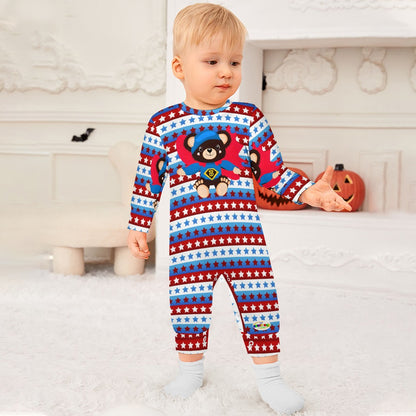 Cute Teddy Bear Superhero Theme Baby Romper-My Bright Side Clothing