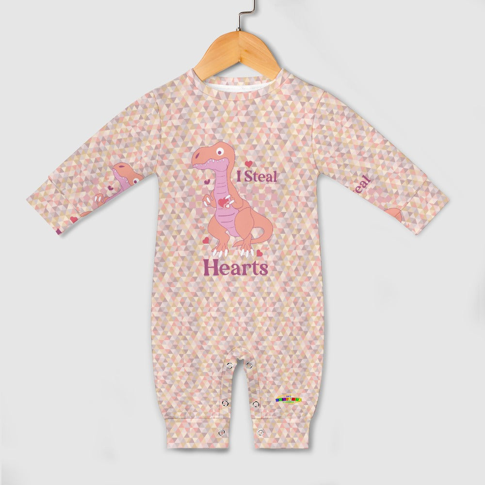 Cute I Steal Hearts Pastel Dino Baby Romper-My Bright Side Clothing