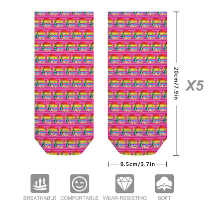 Pink stripes Music Pattern Children's Comfortable Socks -5 Pairs -MyBrightSideClothing