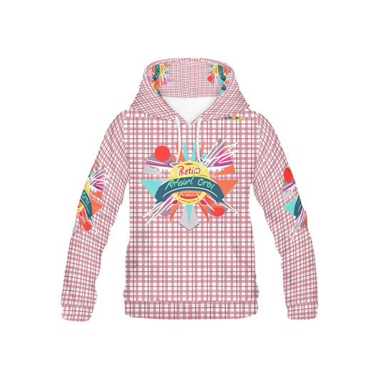 Pastel Red Checkered Retro Bright mind bright life subliminal message Pattern and Logo Children's Hoodie-My Bright Side Clothing