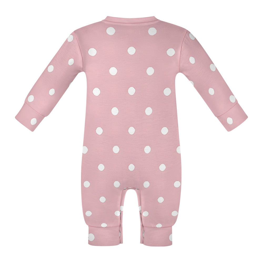 Cute Pink & White Polka dot Spots Baby romper