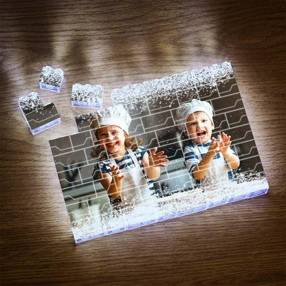 Custom LED Light Building Brick White Light Up Photo Block