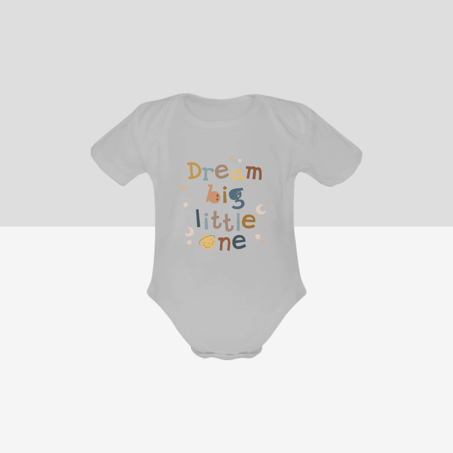 Organic Short Sleeve Baby Bodysuit Dream Big Neutral