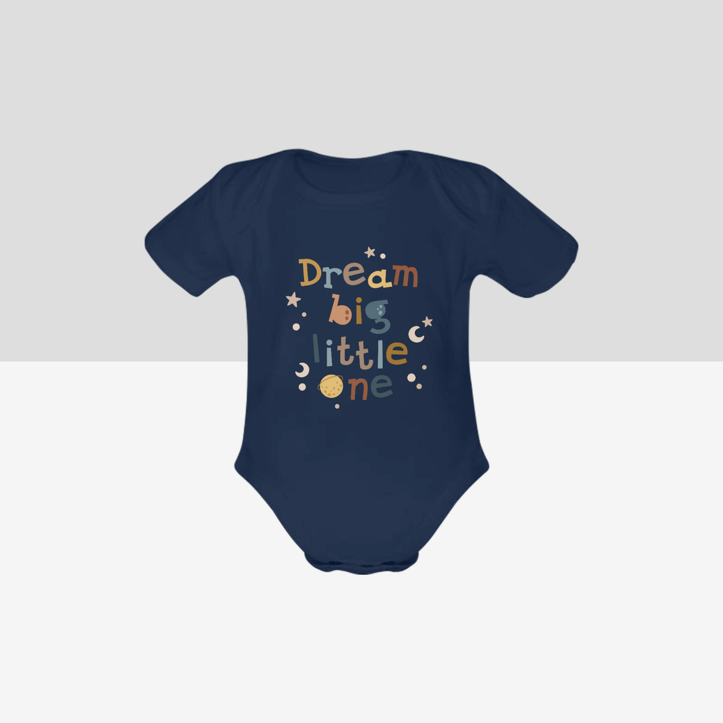 Organic Short Sleeve Baby Bodysuit Dream Big Neutral