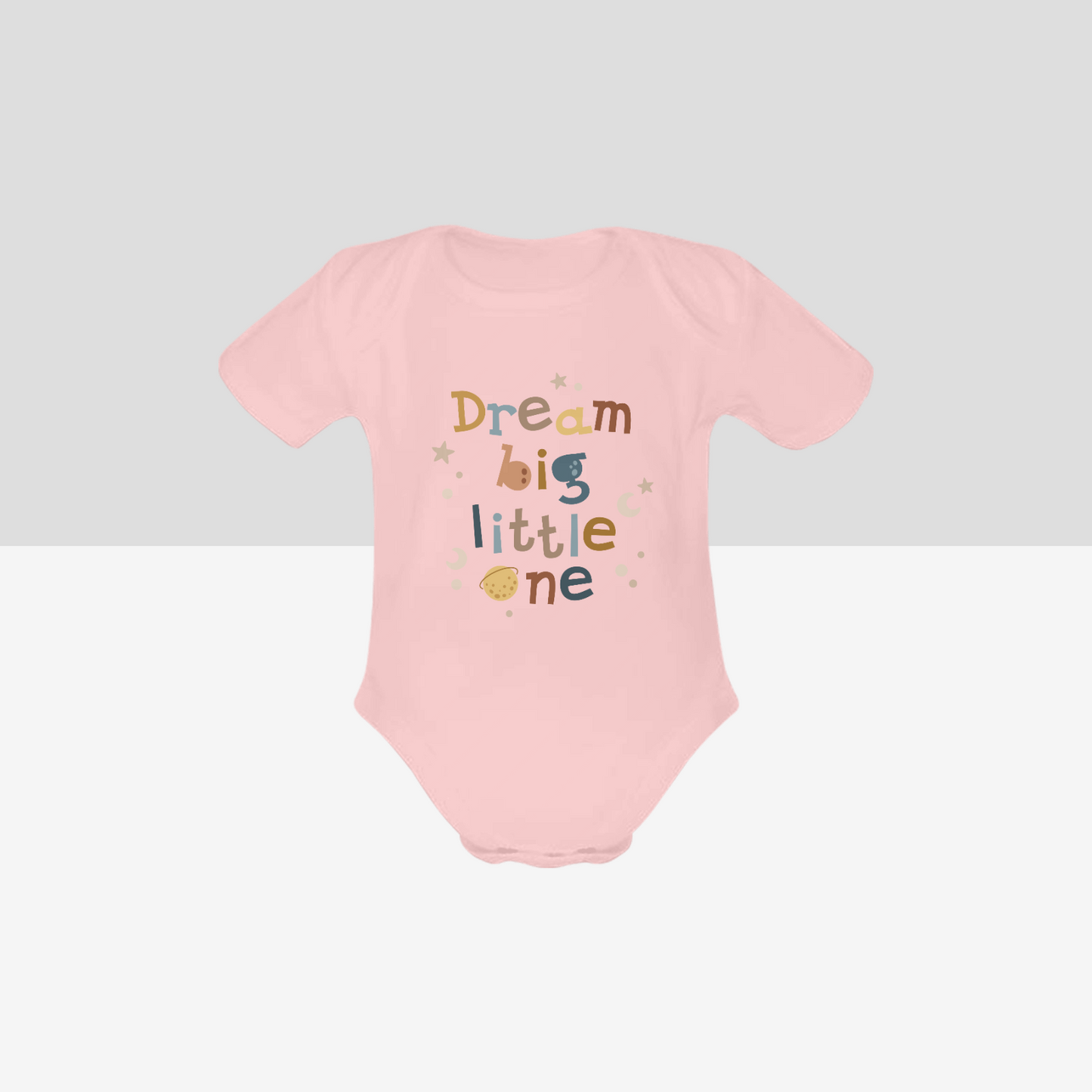 Organic Short Sleeve Baby Bodysuit Dream Big Neutral