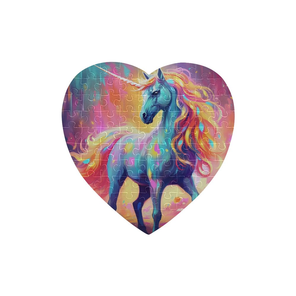 Beautiful Unicorn Heart-Shaped Jigsaw Puzzle (Set of 75 Pieces)--My Bright Side Clothing