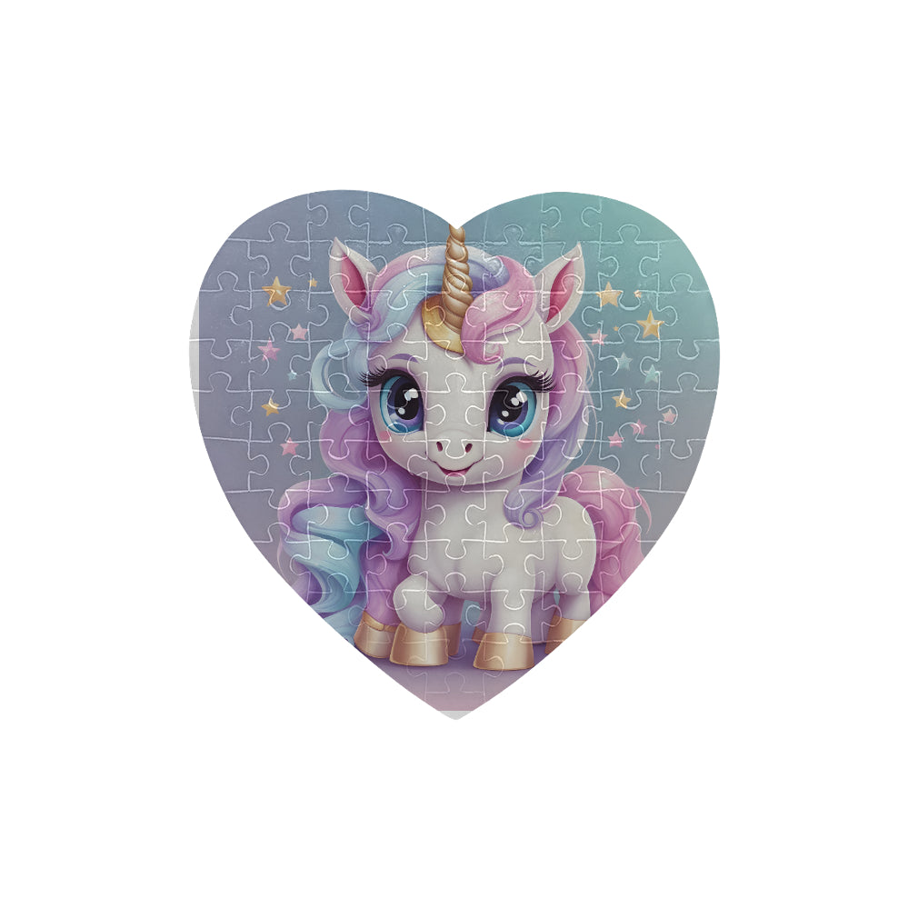 Beautiful Unicorn Heart-Shaped Jigsaw Puzzle (Set of 75 Pieces)--My Bright Side Clothing