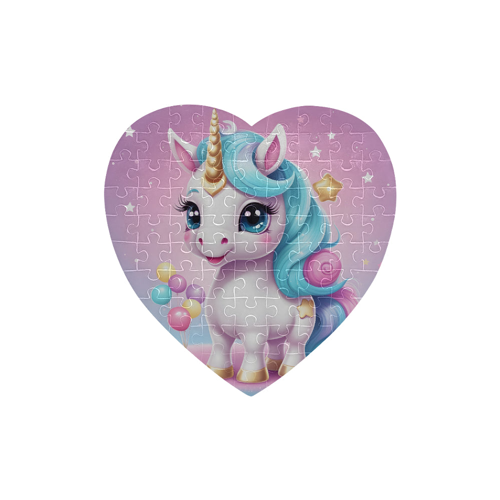 Beautiful Unicorn Heart-Shaped Jigsaw Puzzle (Set of 75 Pieces)--My Bright Side Clothing