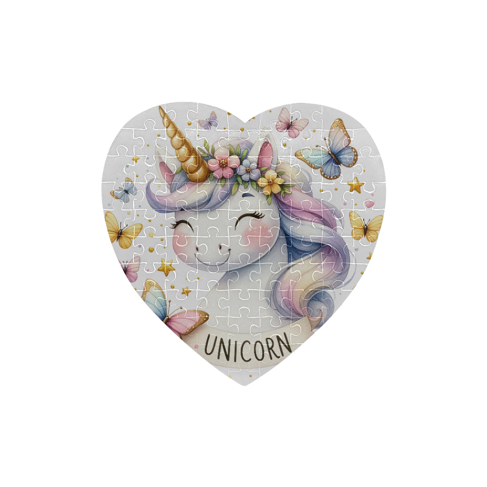 Beautiful Unicorn Heart-Shaped Jigsaw Puzzle (Set of 75 Pieces)--My Bright Side Clothing