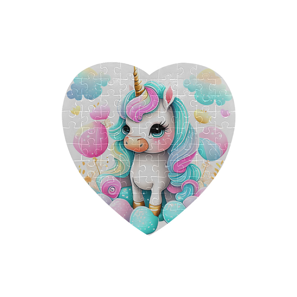 Beautiful Unicorn Heart-Shaped Jigsaw Puzzle (Set of 75 Pieces)--My Bright Side Clothing