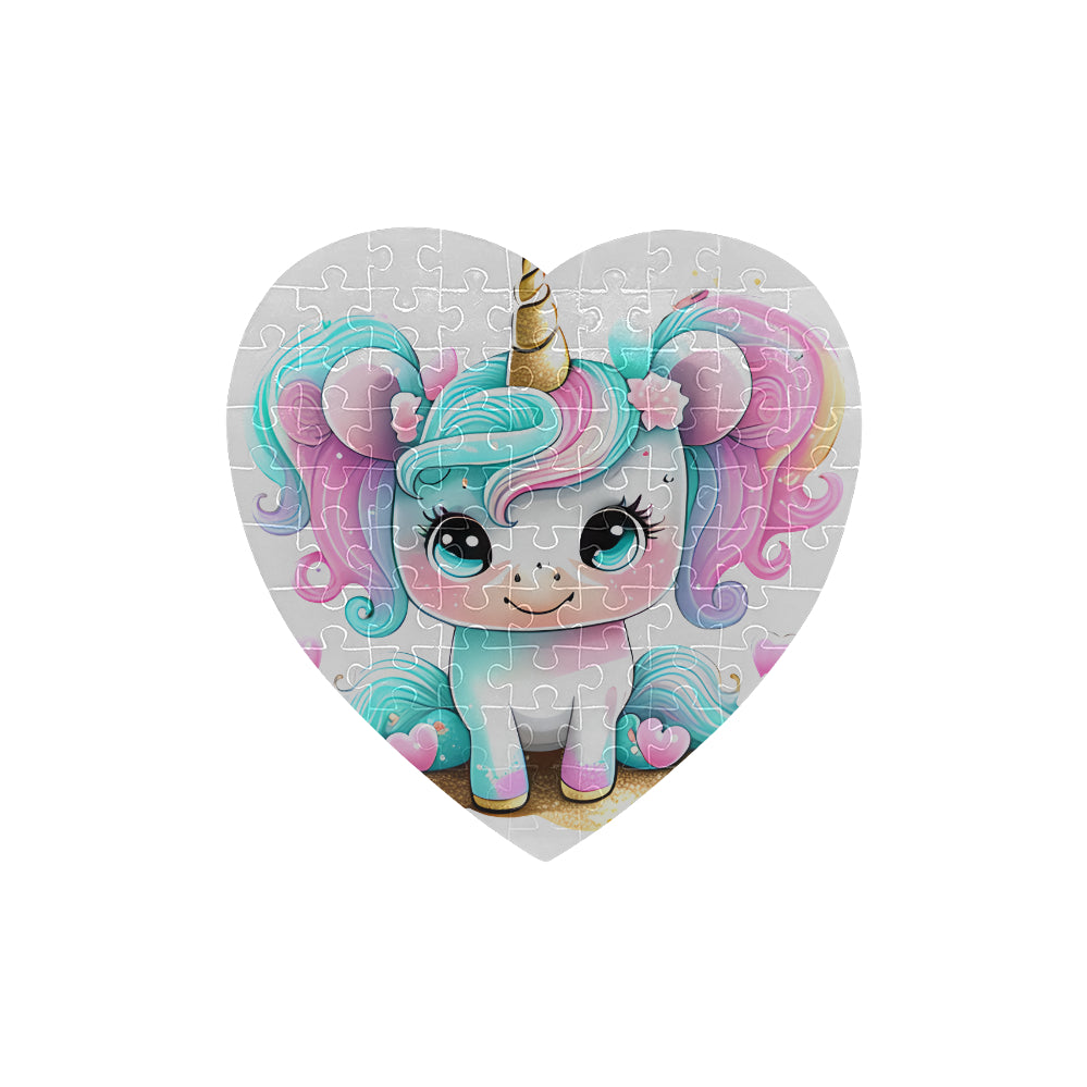 Beautiful Unicorn Heart-Shaped Jigsaw Puzzle (Set of 75 Pieces)--My Bright Side Clothing