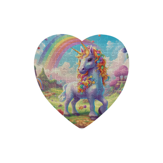 Beautiful Unicorn Heart-Shaped Jigsaw Puzzle (Set of 75 Pieces)--My Bright Side Clothing