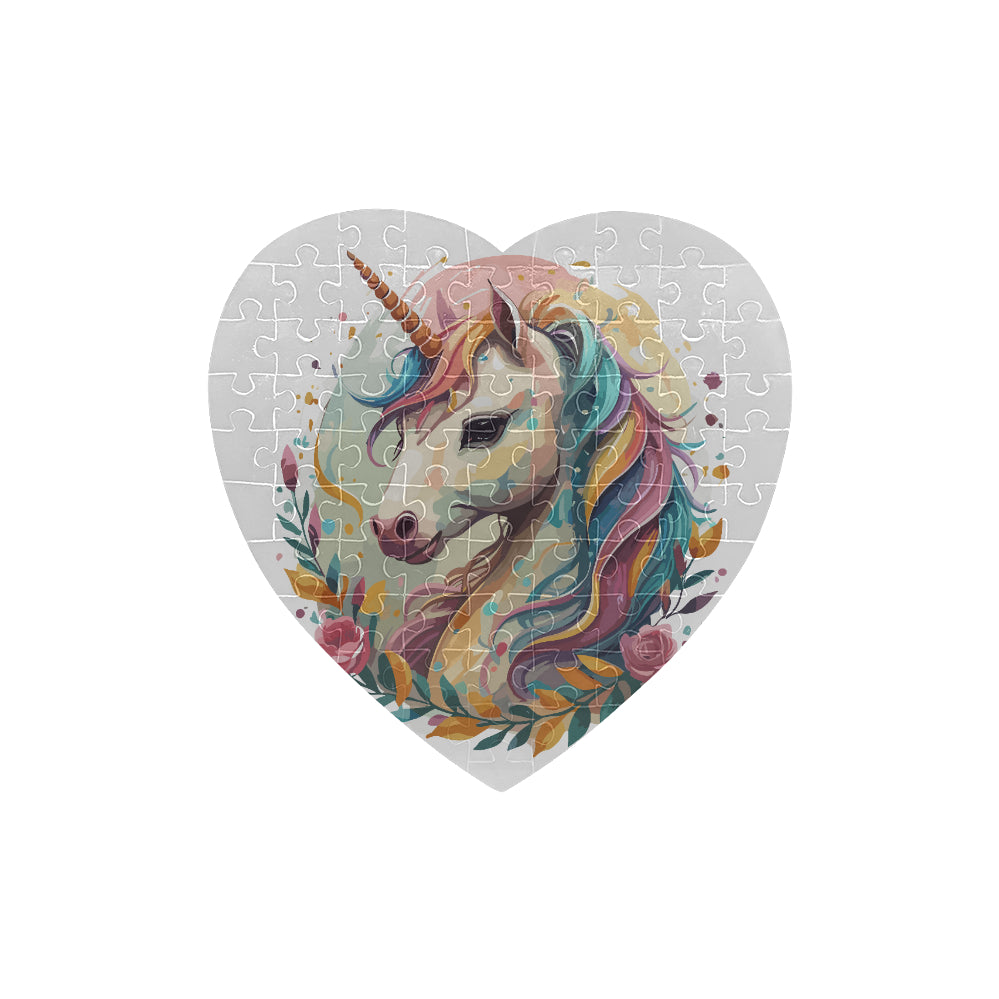 Beautiful Unicorn Heart-Shaped Jigsaw Puzzle (Set of 75 Pieces)--My Bright Side Clothing