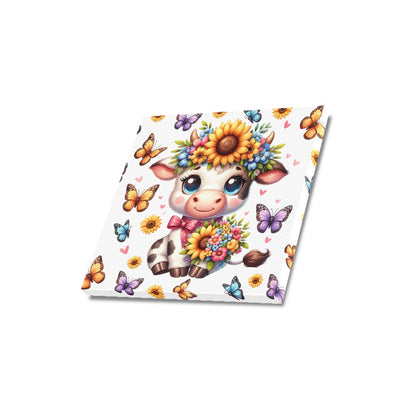 Cute colourful butterfly sunflower baby cow graphic Canvas Print 16"x16"-My Bight Side Clothing