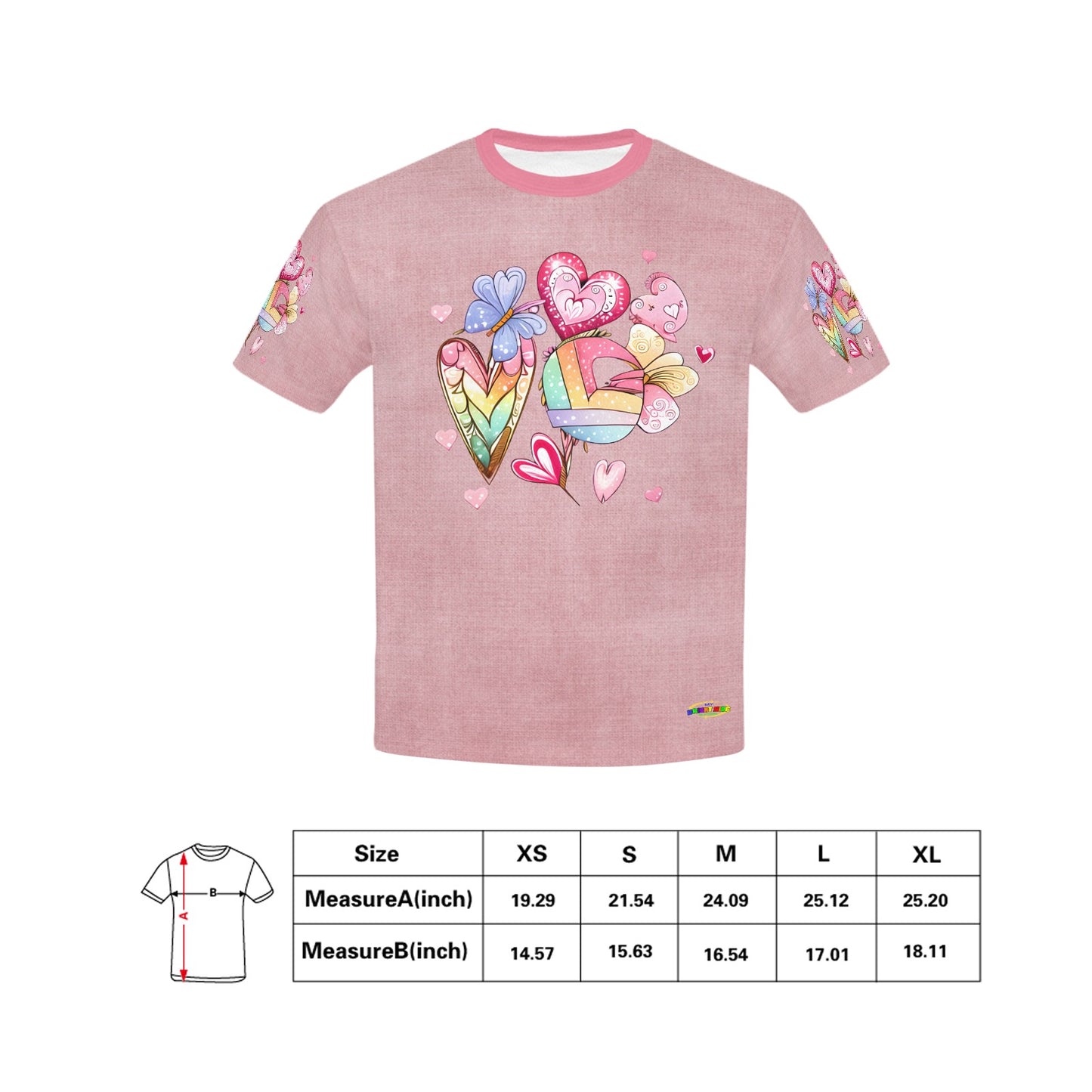 Beautiful  Soft Pink Heart Butterfly Graphic-Children's T-shirt My Bright Side Clothing