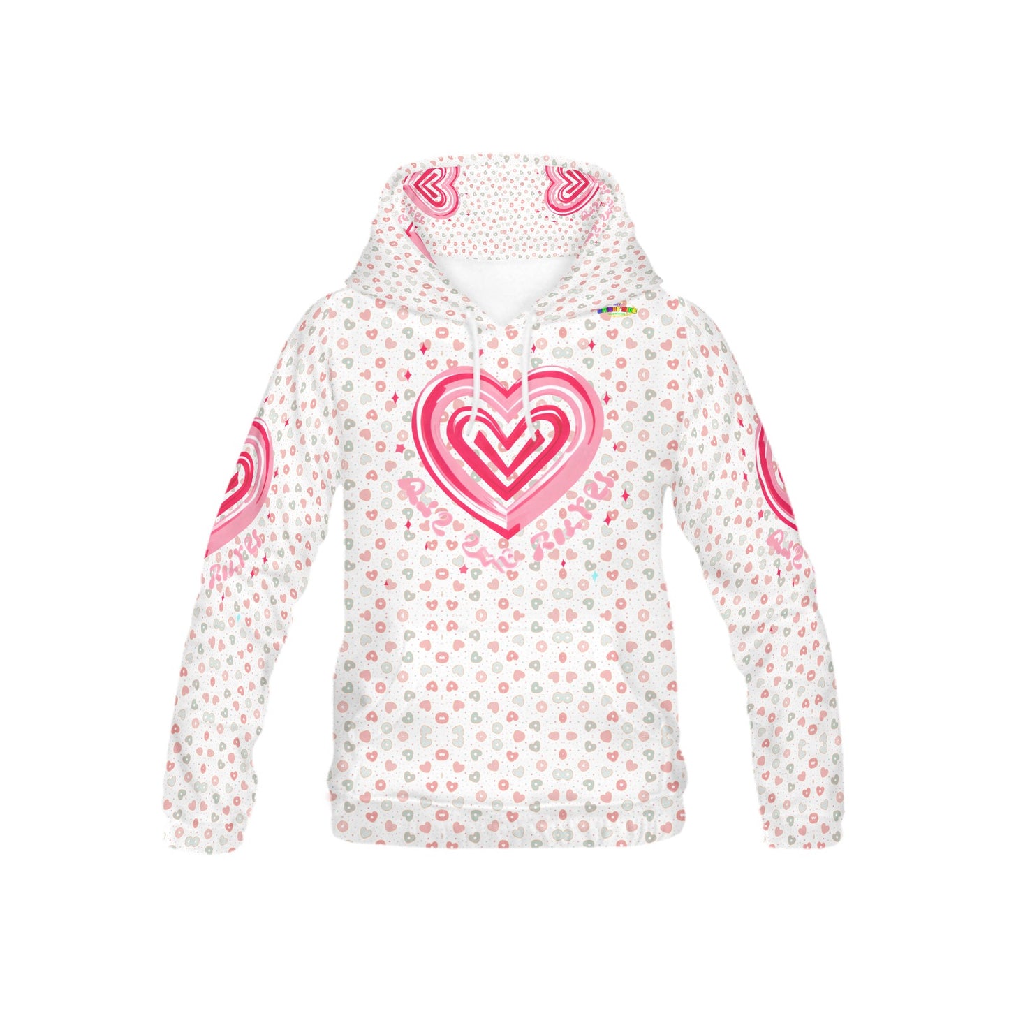 Pink and White Heart Pattern and Graphic Children's Hoodie-My Bright Side Clothing