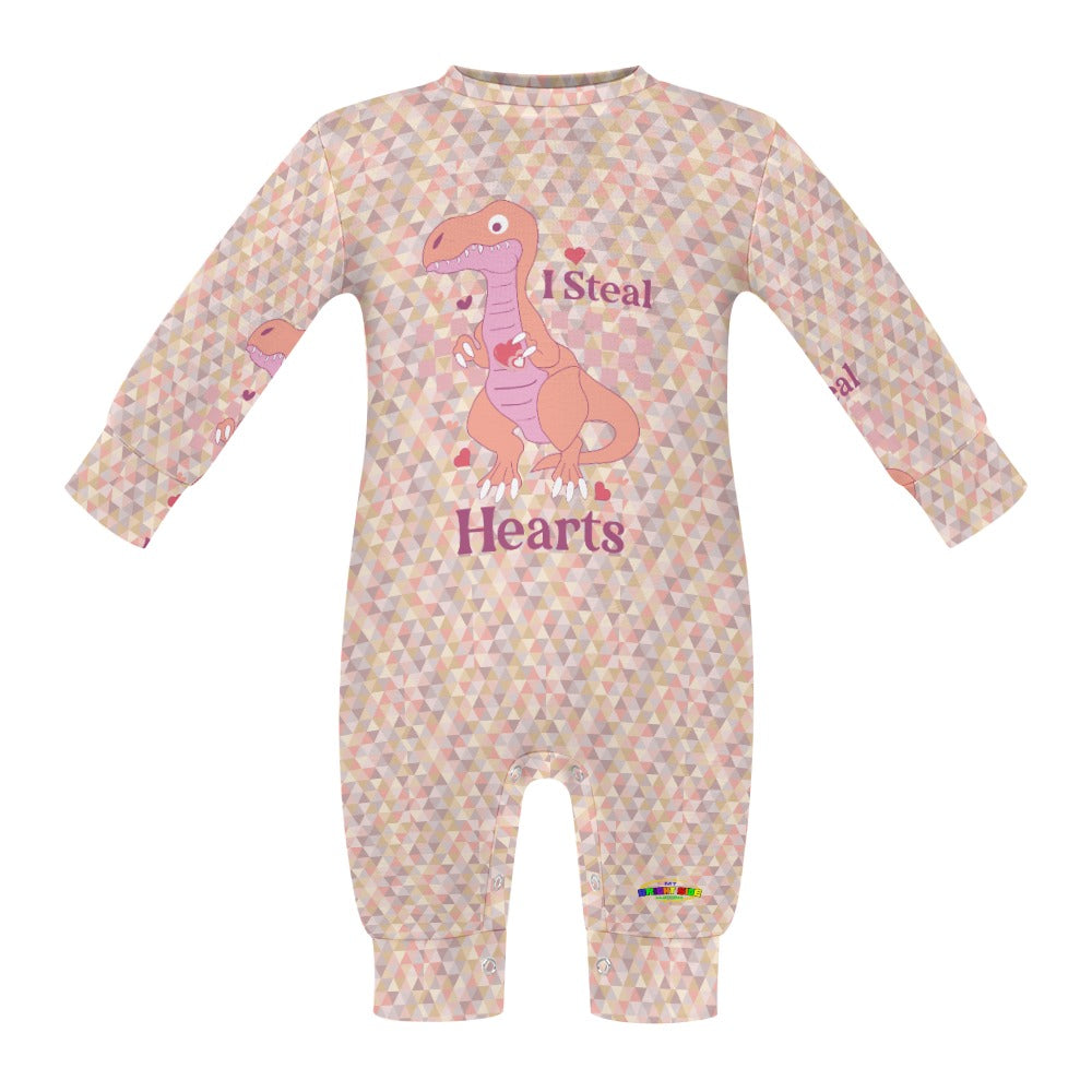 Cute I Steal Hearts Pastel Dino Baby Romper-My Bright Side Clothing