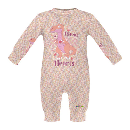 Cute I Steal Hearts Pastel Dino Baby Romper-My Bright Side Clothing