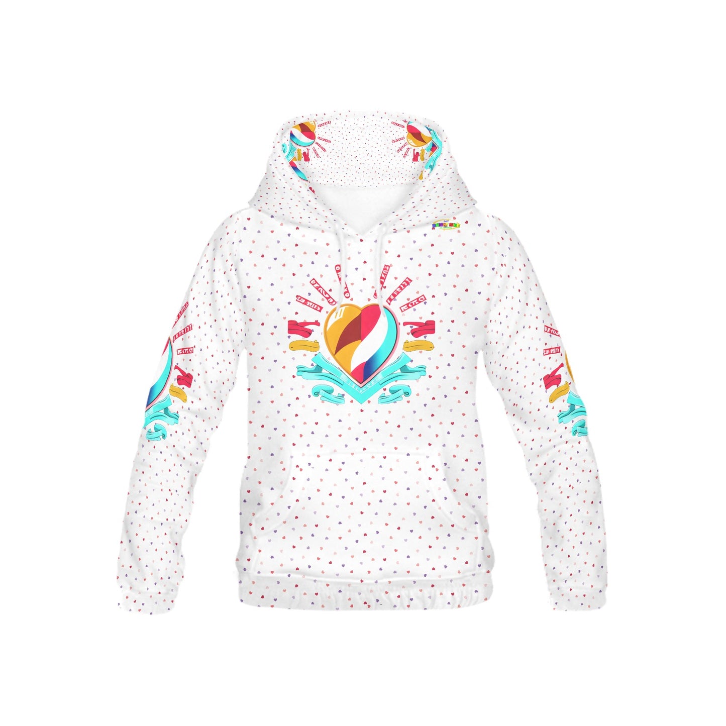 Rainbow Heart Pattern and Graphic Children's Hoodie-My Bright Side Clothing