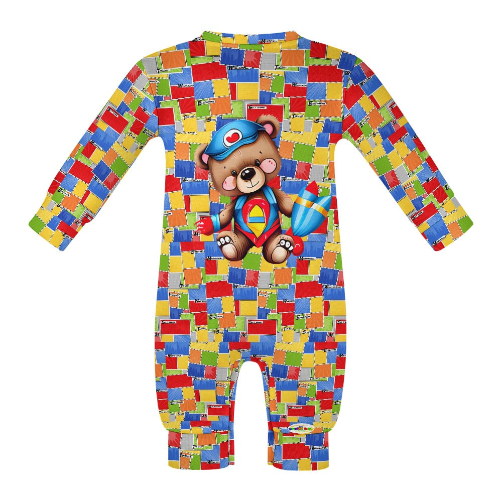 Cute Teddy Bear Superhero Theme Baby Romper-My Bright Side Clothing