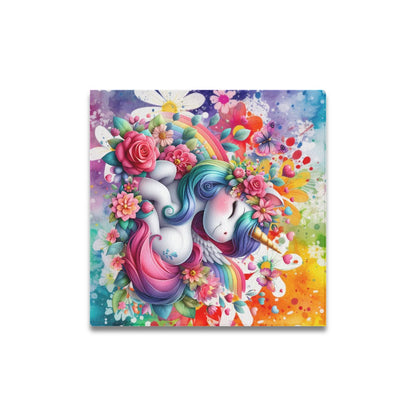 Magical colourful Rainbow Unicorn Canvas Print 16"x16"-My Bight Side Clothing