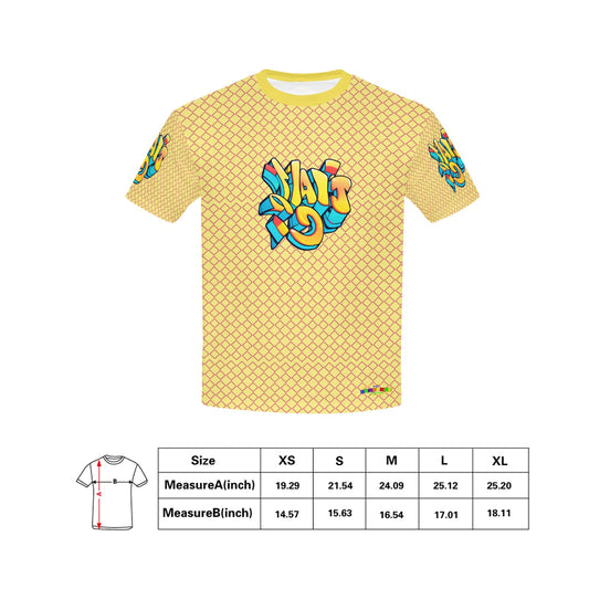 Yellow Fun Alphabet Graffiti Pattern Children's T-shirt-My Bright Side Clothing