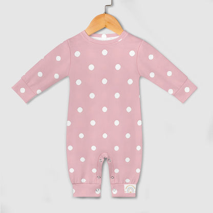 Cute Pink & White Polka dot Spots Baby romper