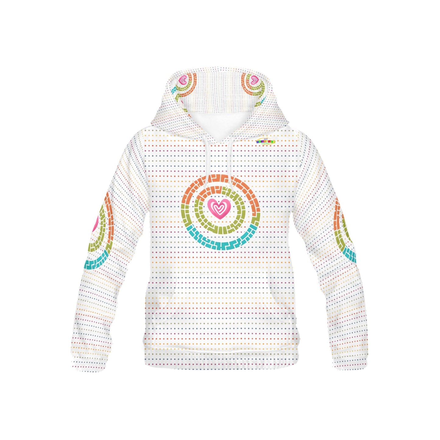 Pastel Rainbow Circle Heart Graphic and Pattern Children's Hoodie-My Bright Side Clothing