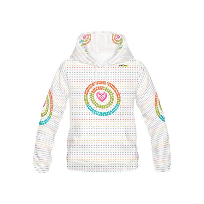 Pastel Rainbow Circle Heart Graphic and Pattern Children's Hoodie-My Bright Side Clothing