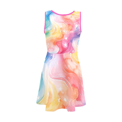 Beautiful Rainbow Pastel Swirls Children's Sleeveless Sundress  -My Bright Side Clothing