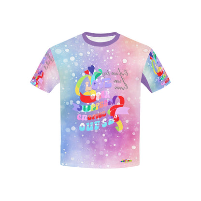 Beautiful Pastel Love and Compassion Message Pattern Children's T-shirt-My Bright Side Clothing