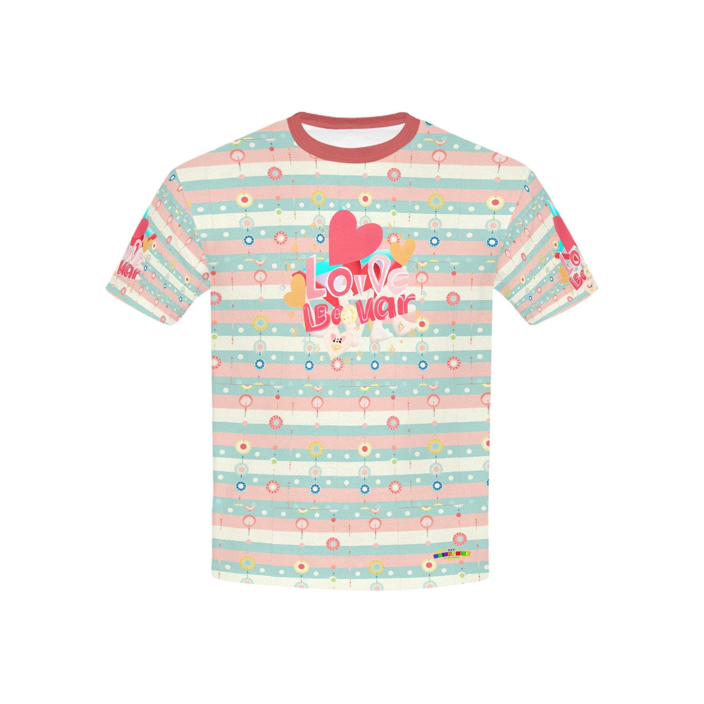 Pastel Rainbow love pattern and Graphic Children's T-Shirt-My Bright Side Clothing