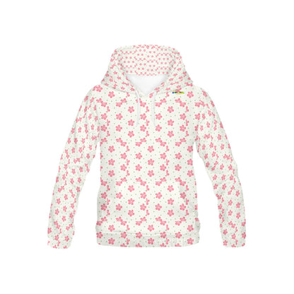 White and Pink mini Flower pattern Children's Hoodie-My Bright Side Clothing