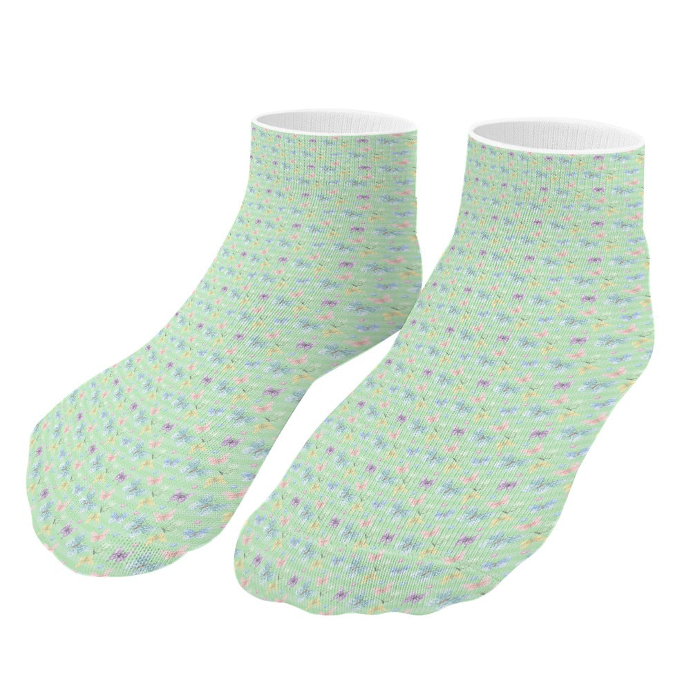 Beautiful Pastel Green Butterfly Pattern Children's Comfortable Socks -5 Pairs -MyBrightSideClothing