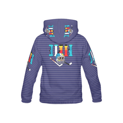 Navy Striped Blue Hockey Pattern and Graphic Children's Hoodie-My Bright Side Clothing