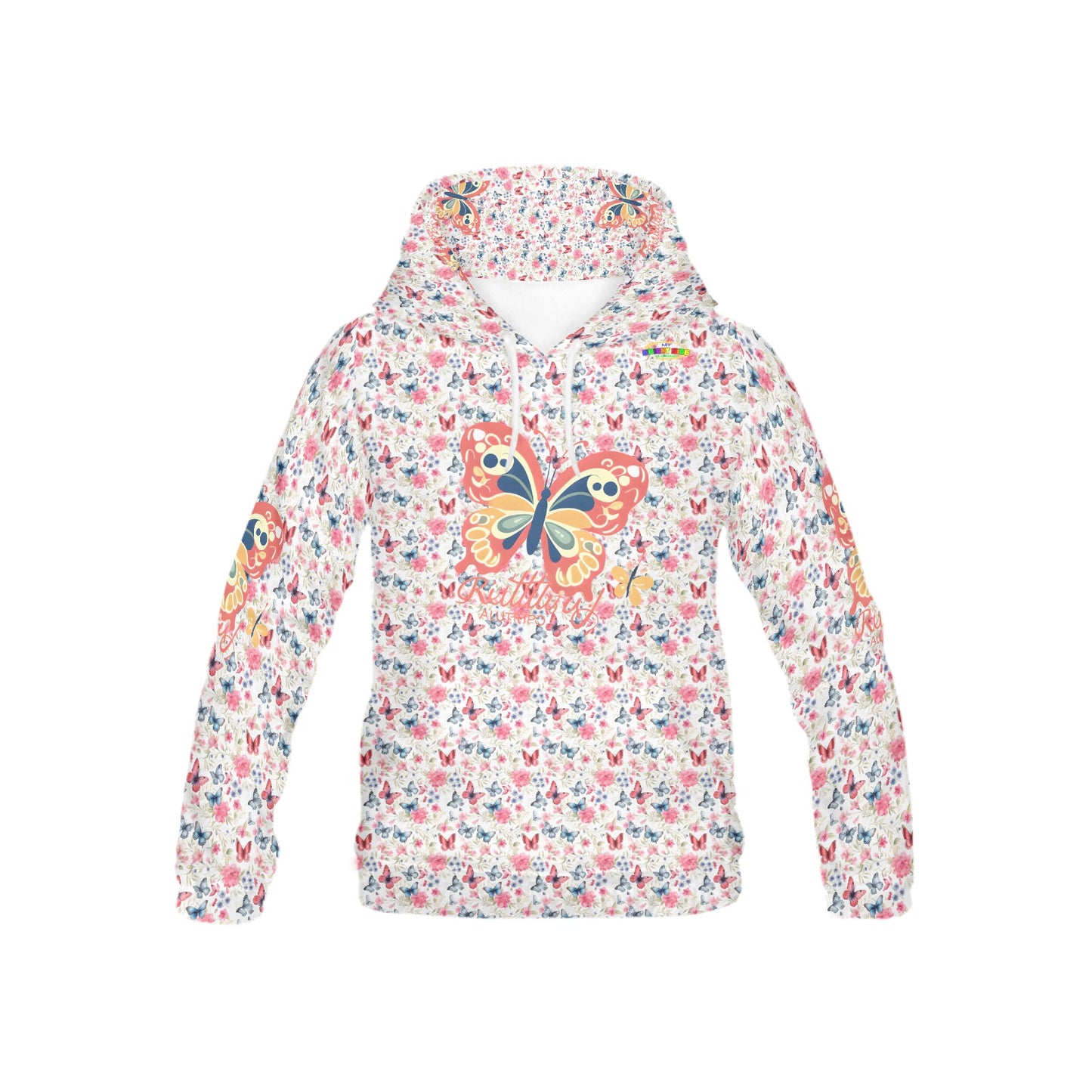 Beautiful Pastel Rainbow Butterfly Graphic and Pattern Children's Hoodie-My Bright Side Clothing