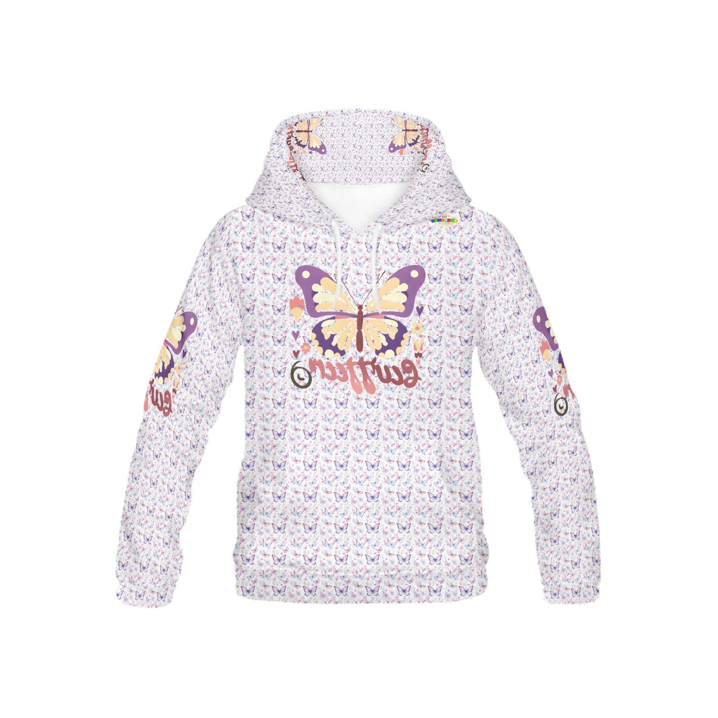 Beautiful Pastel Pink and Purple Butterfly Graphic and Pattern Children's Hoodie-My Bright Side Clothing