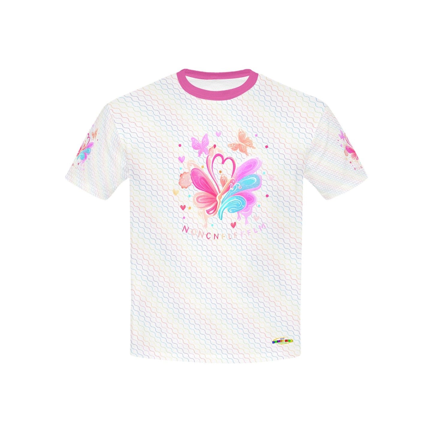 Beautiful Rainbow Flower and Butterfly Pattern and Graphic-Children's T-shirt My Bright Side Clothing