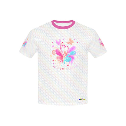 Beautiful Rainbow Flower and Butterfly Pattern and Graphic-Children's T-shirt My Bright Side Clothing