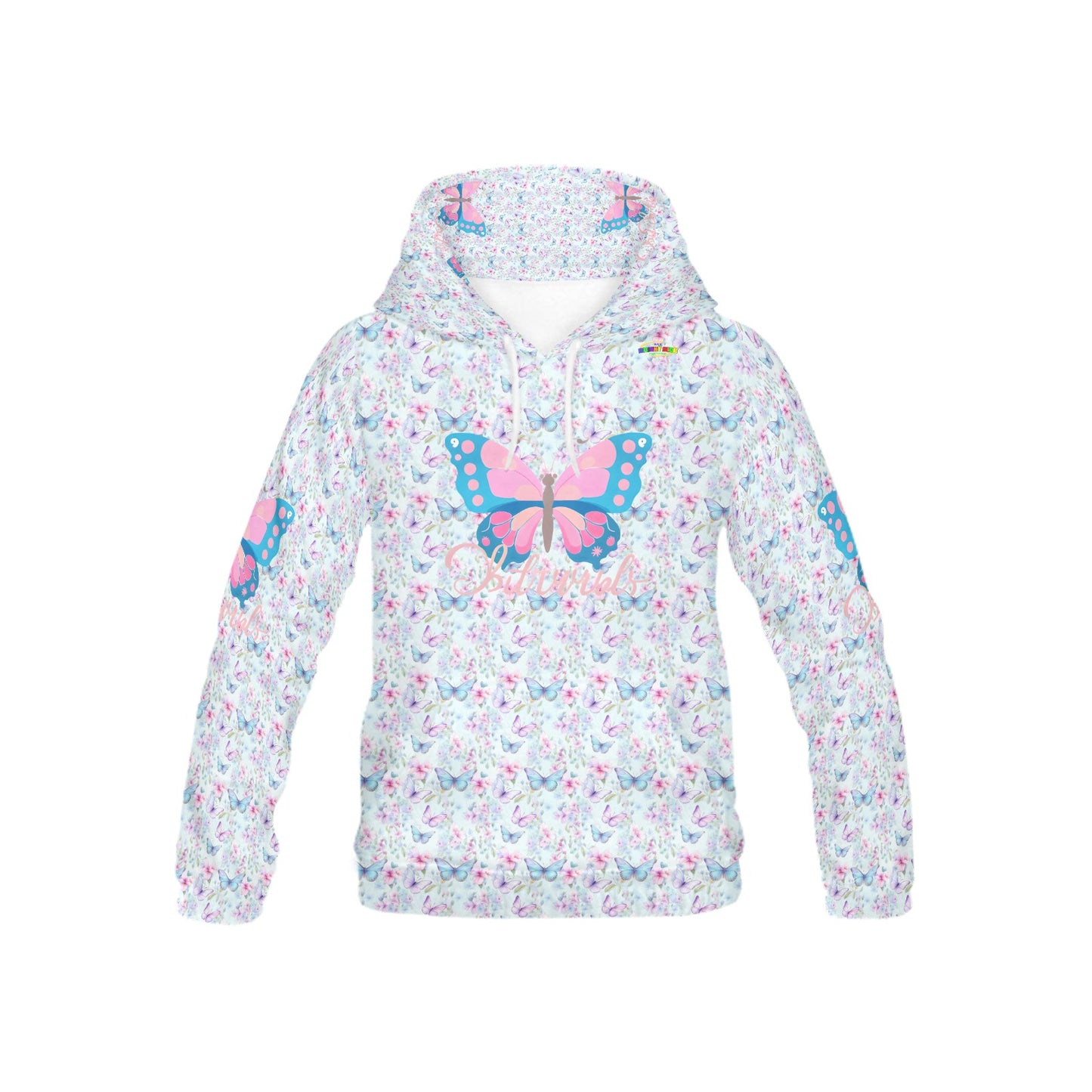 Beautiful Pastel Pink and Blue Butterfly Graphic and Pattern Children's Hoodie-My Bright Side Clothing