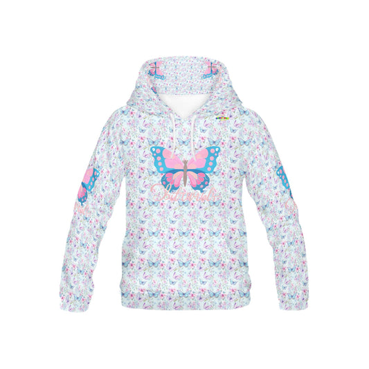 Beautiful Pastel Pink and Blue Butterfly Graphic and Pattern Children's Hoodie-My Bright Side Clothing