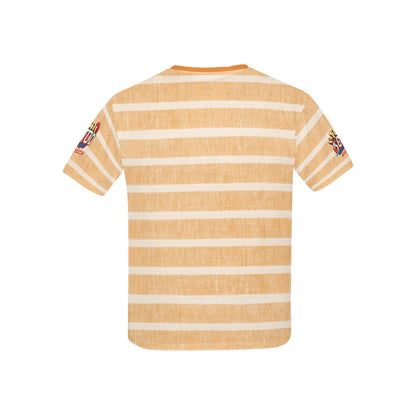 Orange Retro Stripped Pattern and logo Children's T-Shirt-My Bright Side Clothing