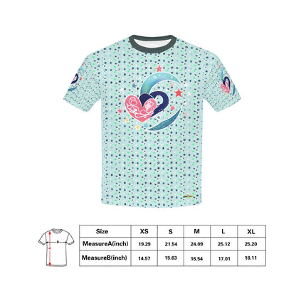 Teal Pastel Heart Pattern and Graphic Children's T shirt -My Bright Side Clothing