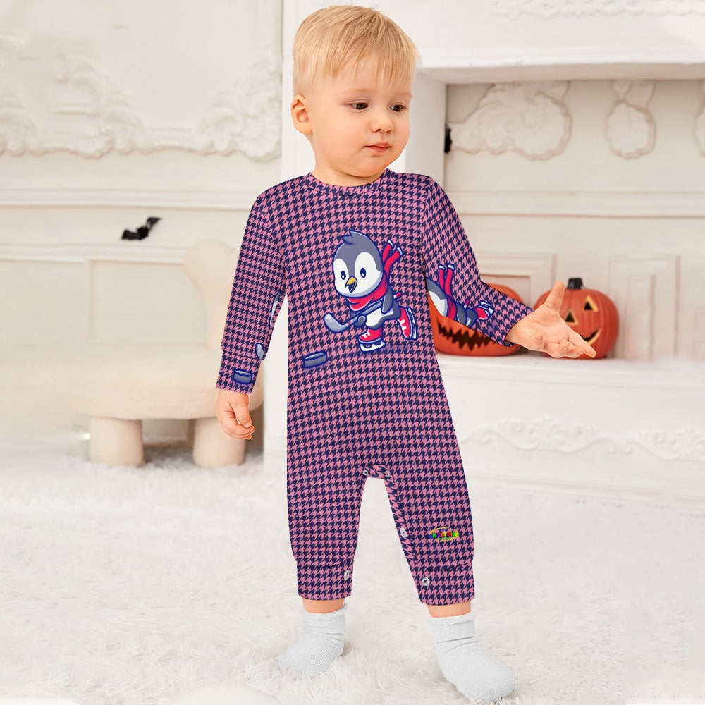 Cute Hockey Penguin Player Baby Romper-My Bright Side Clothing