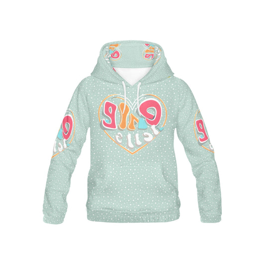 Pastel Green Rainbow Heart Pattern and Graphic Children's Hoodie-My Bright Side Clothing