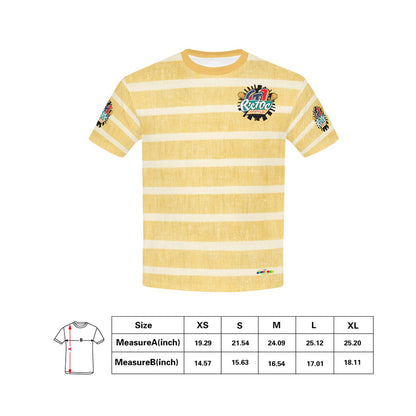 Yellow Retro Stripped Pattern and logo Children's T-Shirt-My Bright Side Clothing