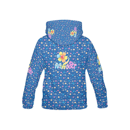 Beautiful Blue Rainbow Flowers Pattern and Graphic Children's Hoodie-My Bright Side Clothing