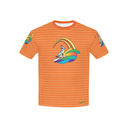 Orange Riding the wave life logo Children's T-Shirt-My Bright Side Clothing