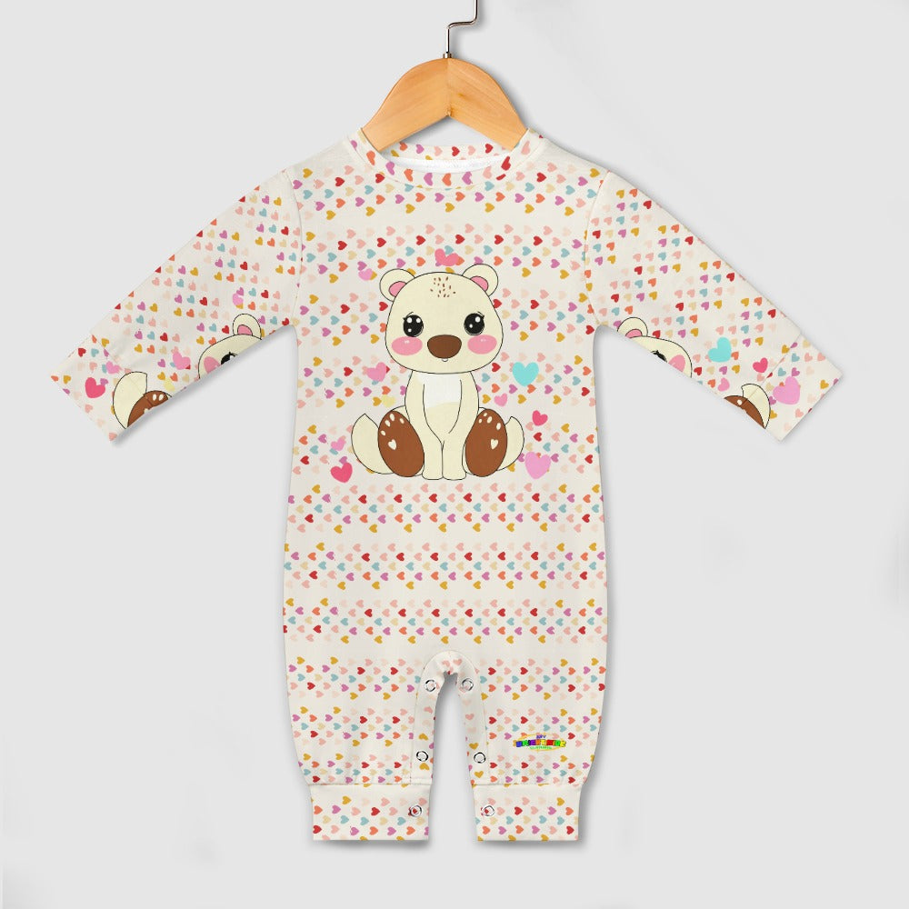 Cute Heart Pattern Teddy Bear Baby Romper-My Bright Side Clothing